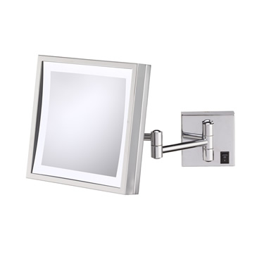 Square framed 3X LED lighted wall magnifying makeup mirror