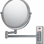 Double-sided round 5X/1X wall magnifying makeup mirror