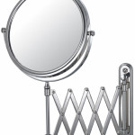 Round double-sided 5X/1X retro wall mirror with accordion extension