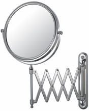 Round double-sided 5X/1X retro wall mirror with accordion extension