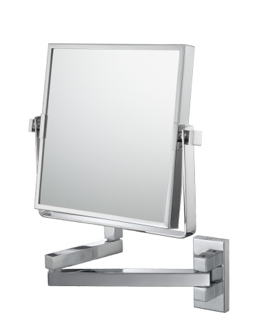 Square double-sided 3X/1X wall magnifying makeup mirror
