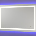 NeoClassic Rectangular Large LED Lighted Vanity mirror with blue wall glow