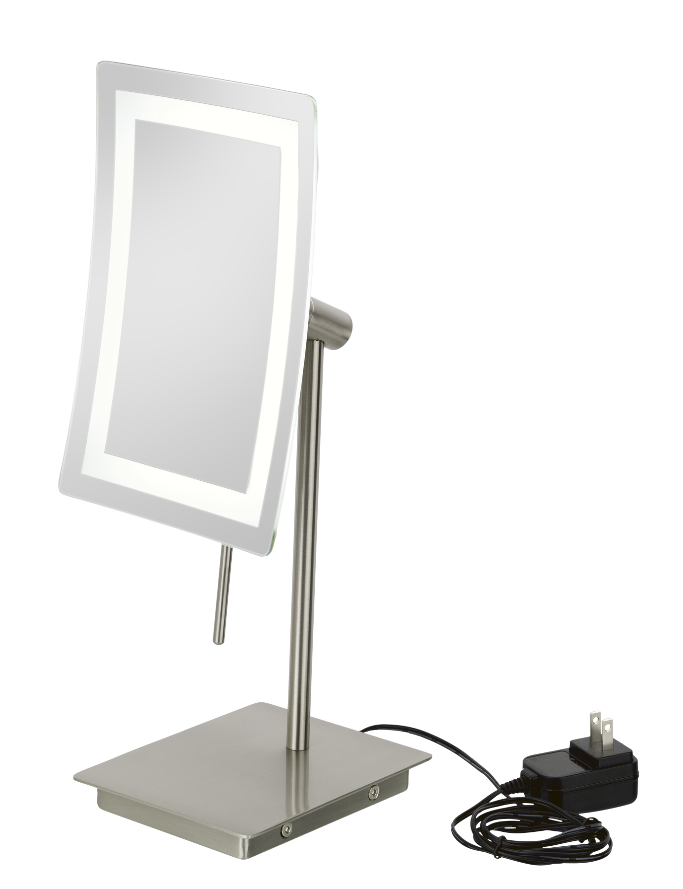 743 Series Aptations Single Sided Led Lighted Rectangular Minimalist Free Standing Magnified Makeup Mirror