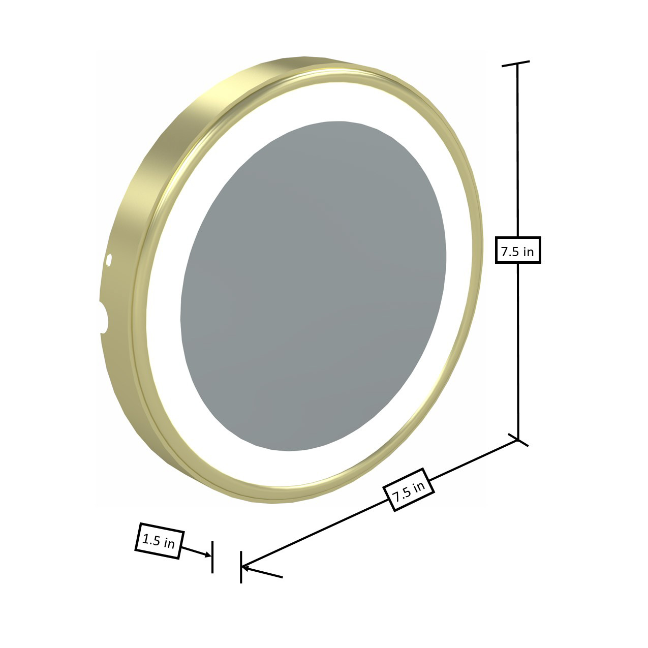 Brushed Brass Optional 7X Lens for Double Sided Round LED Lighted Mirrors