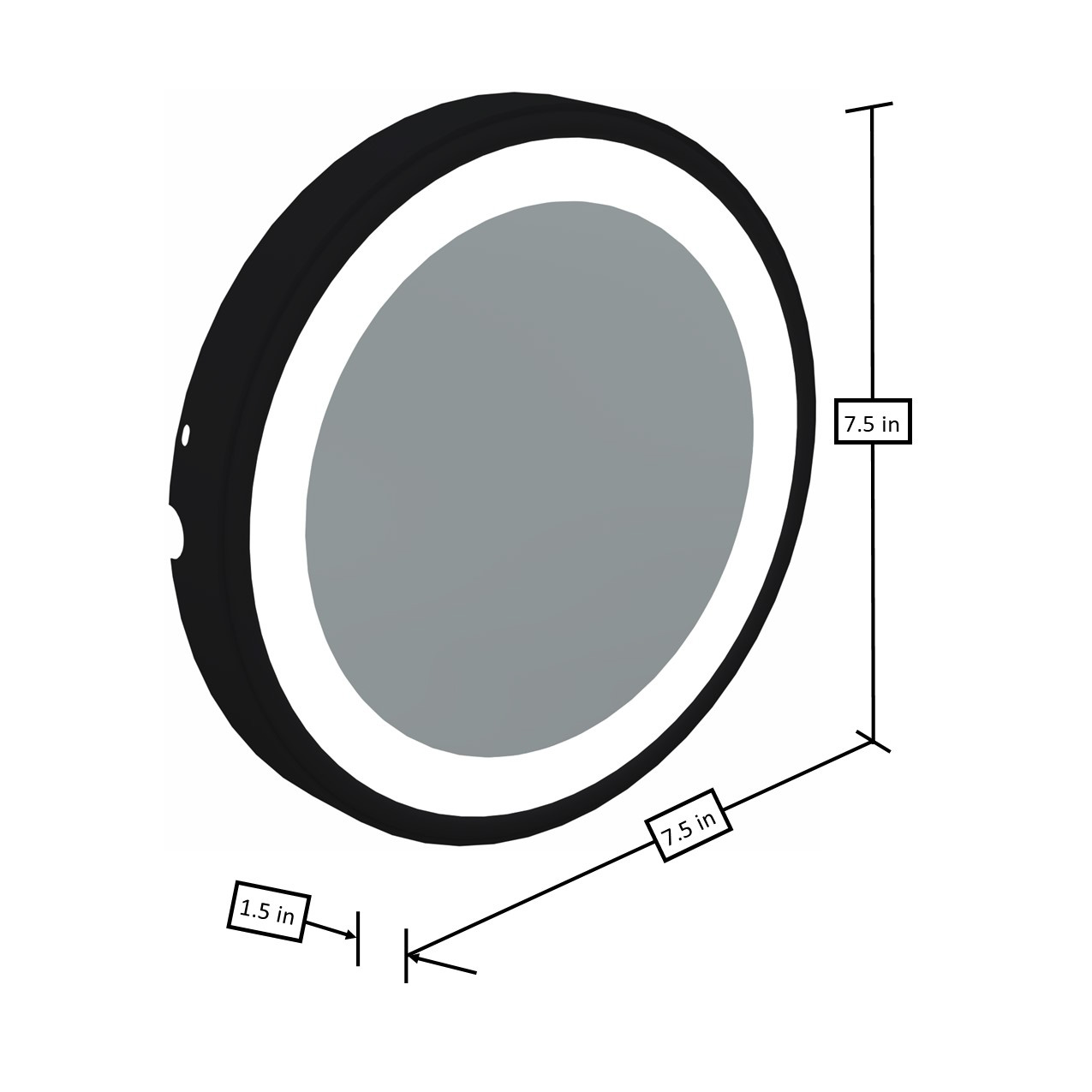 Matte Black Optional 7X Lens for Double Sided Round LED Lighted Mirrors