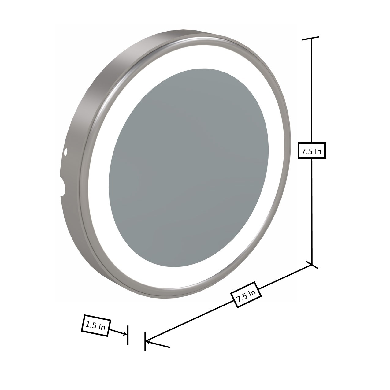 Brushed Nickel Optional 7X Lens for Double Sided Round LED Lighted Mirrors