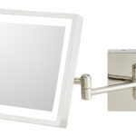 Square 3X magnifying LED lighted wall mirror with rechargeable battery