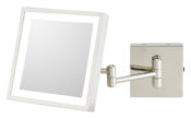 Square 3X magnifying LED lighted wall mirror with rechargeable battery